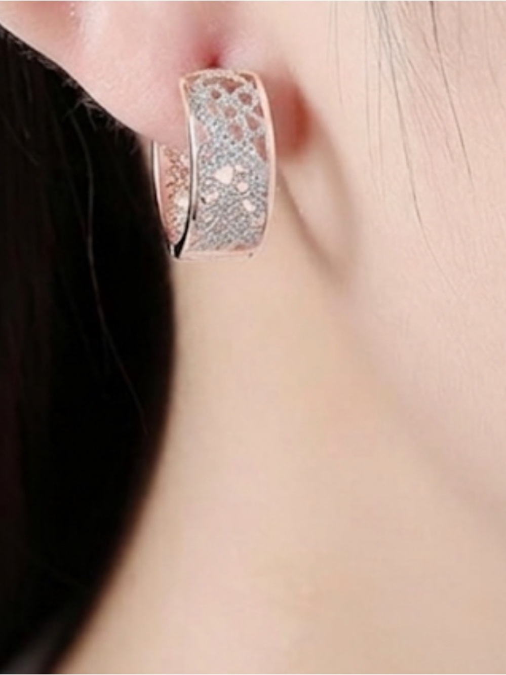 Filigree Hoop Earrings - 14k Champagne Gold